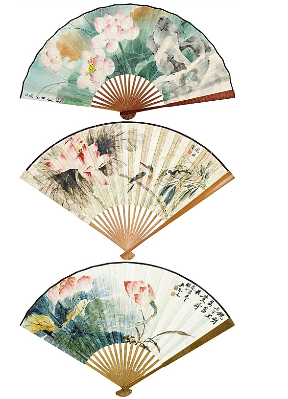 中式复古风扇子装饰素材