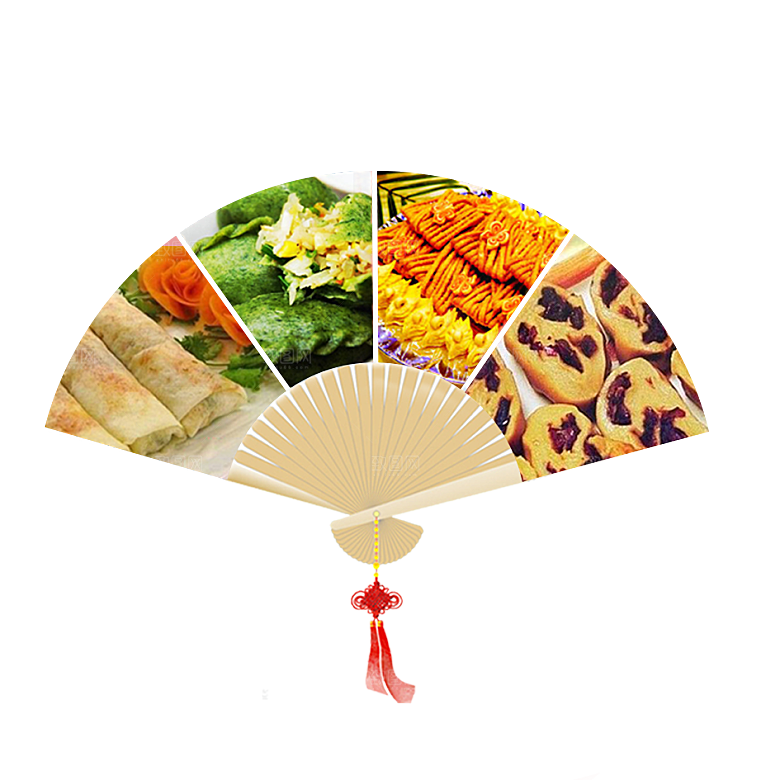 中式复古风扇子装饰素材