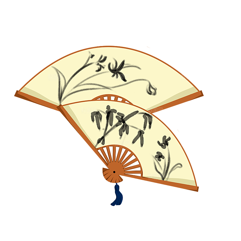 复古风扇子装饰素材
