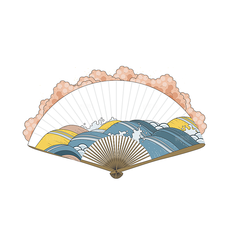 复古风扇子装饰素材