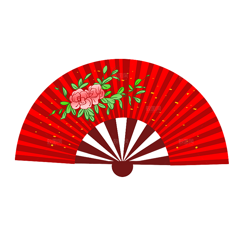 复古风扇子装饰素材