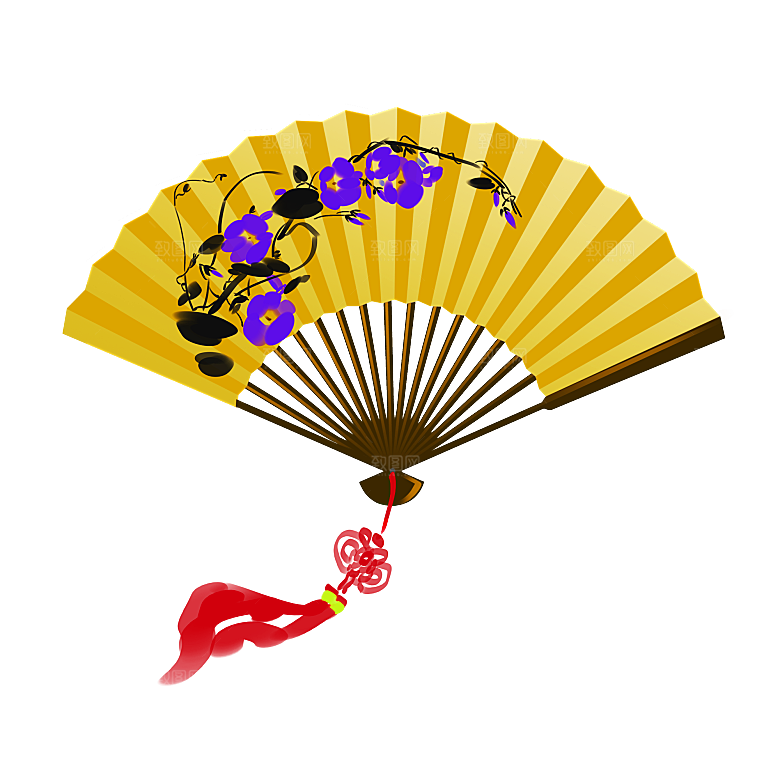 复古风扇子装饰素材