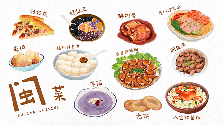 卡通美食小吃蛋糕甜品元素