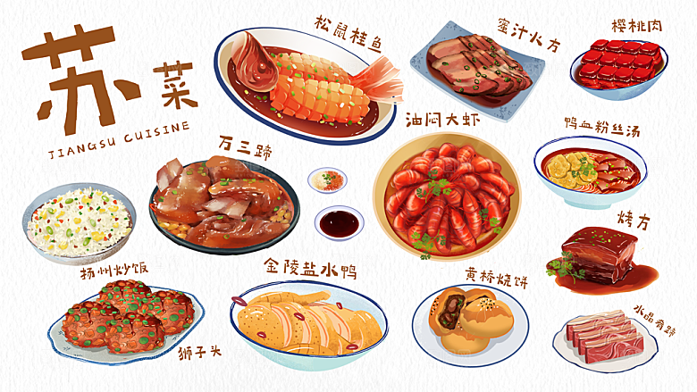 卡通美食小吃蛋糕甜品元素