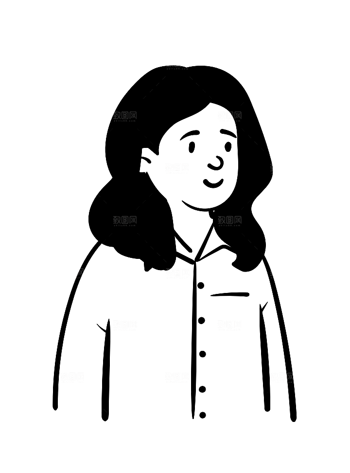趣味卡通黑白人物线稿插画素材