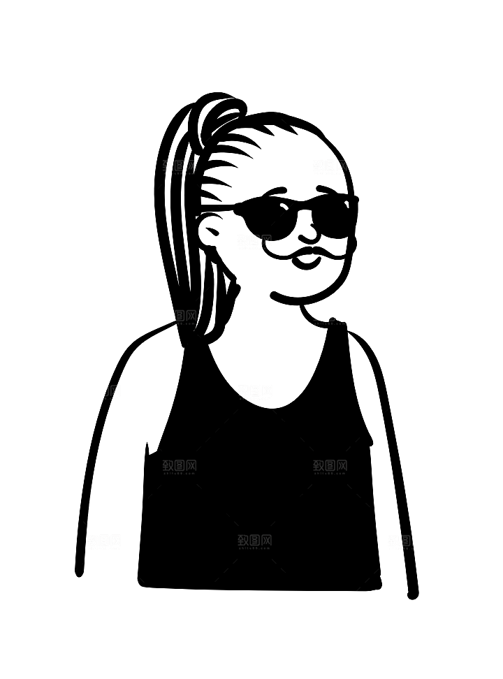 趣味卡通黑白人物线稿插画素材