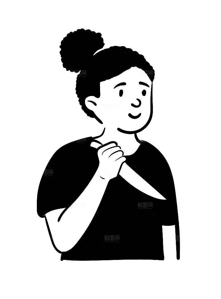 趣味卡通黑白人物线稿插画素材