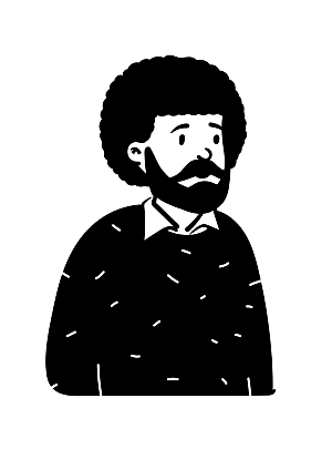 趣味卡通黑白人物线稿插画素材