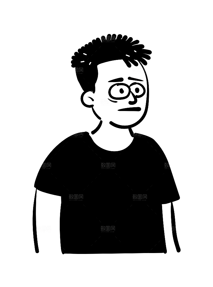 趣味卡通黑白人物线稿插画素材