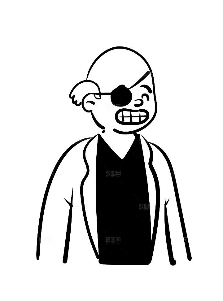 趣味卡通黑白人物线稿插画素材