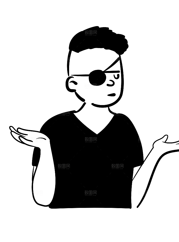 趣味卡通黑白人物线稿插画素材