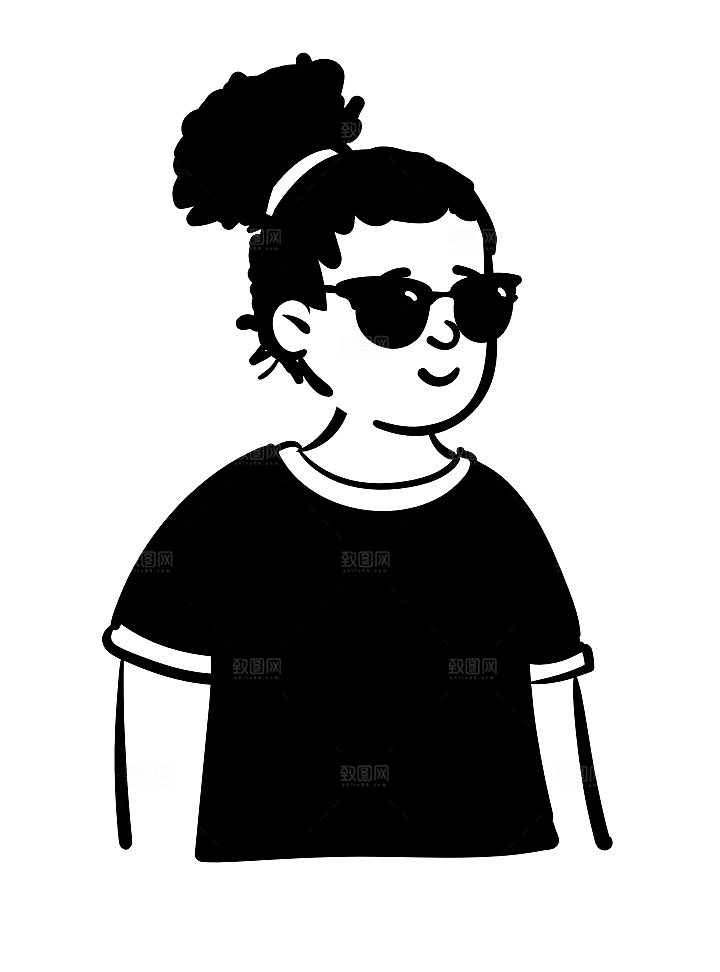 趣味卡通黑白人物线稿插画素材
