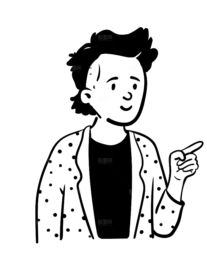 趣味卡通黑白人物线稿插画素材