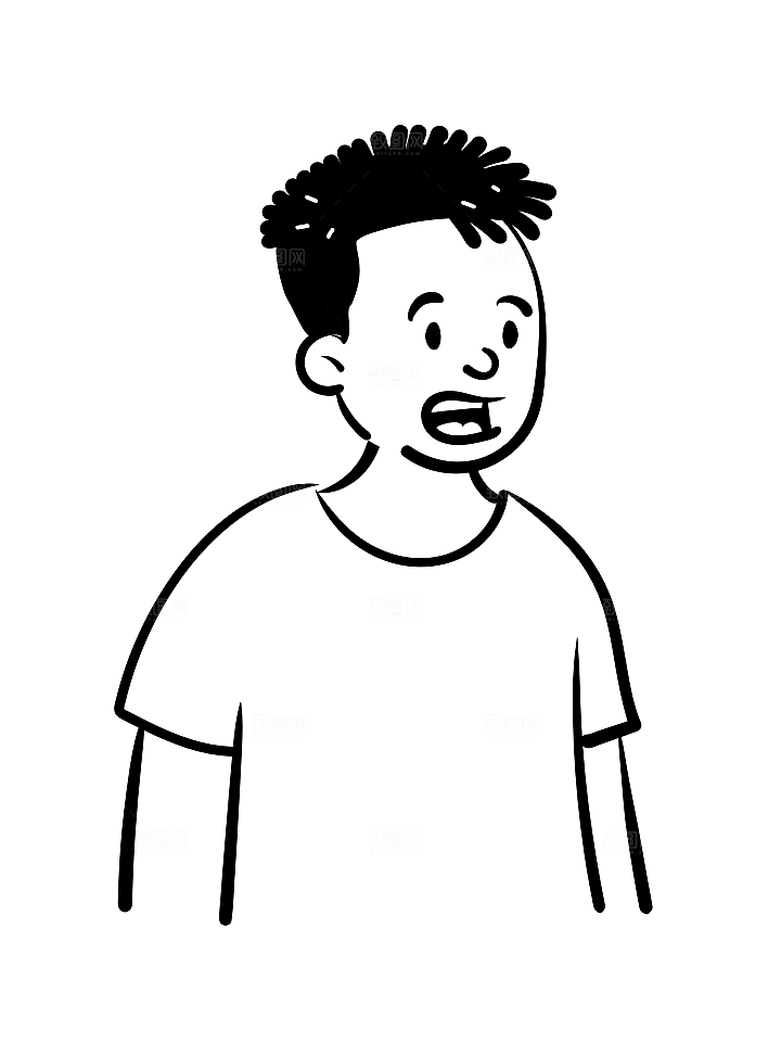趣味卡通黑白人物线稿插画素材