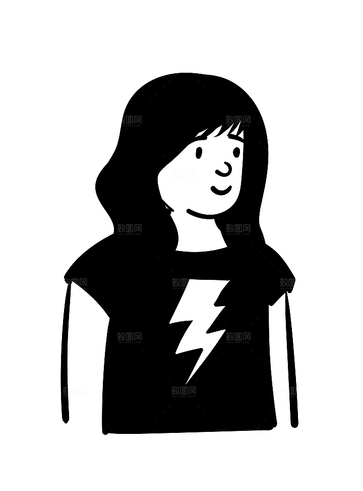 趣味卡通黑白人物线稿插画素材