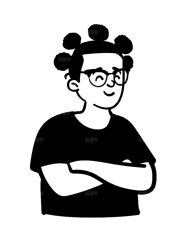 趣味卡通黑白人物线稿插画素材