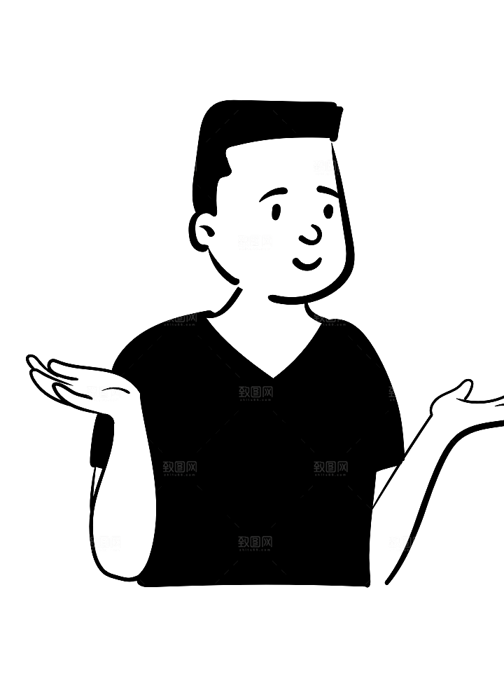 趣味卡通黑白人物线稿插画素材