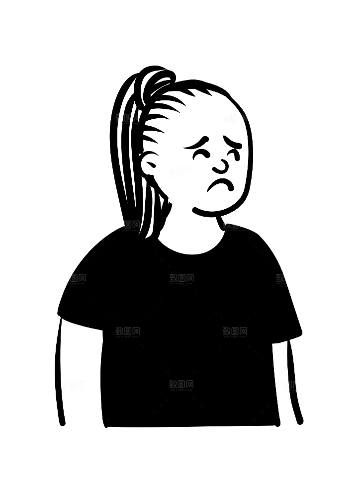 趣味卡通黑白人物线稿插画素材