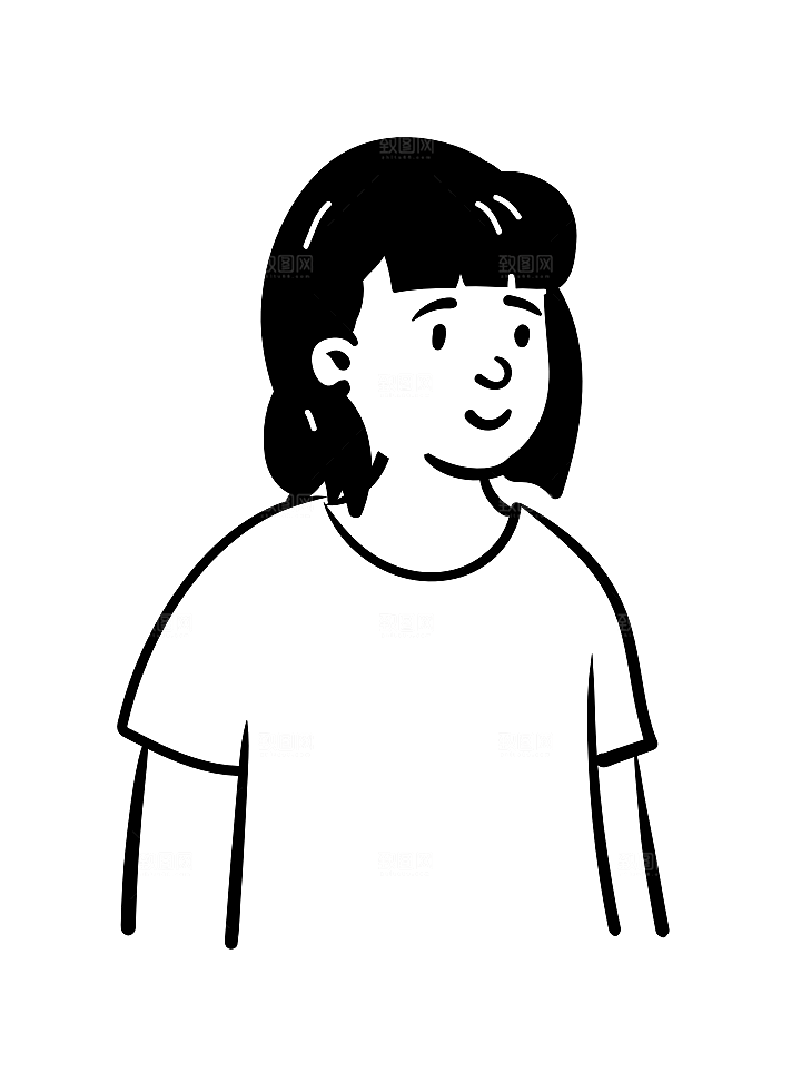 趣味卡通黑白人物线稿插画素材