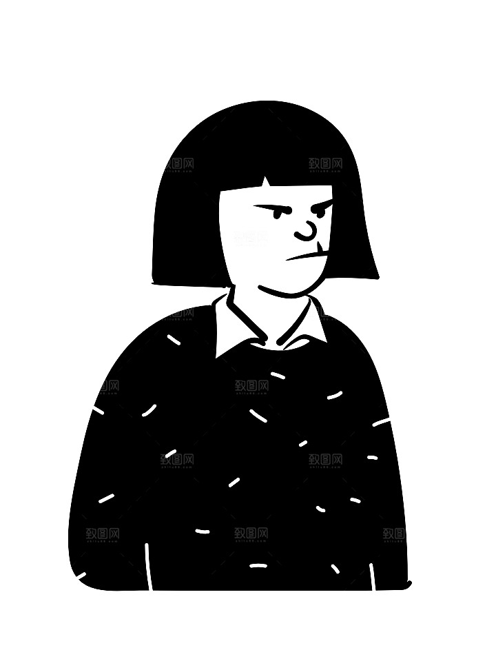 趣味卡通黑白人物线稿插画素材