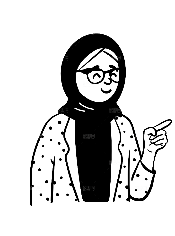 趣味卡通黑白人物线稿插画素材