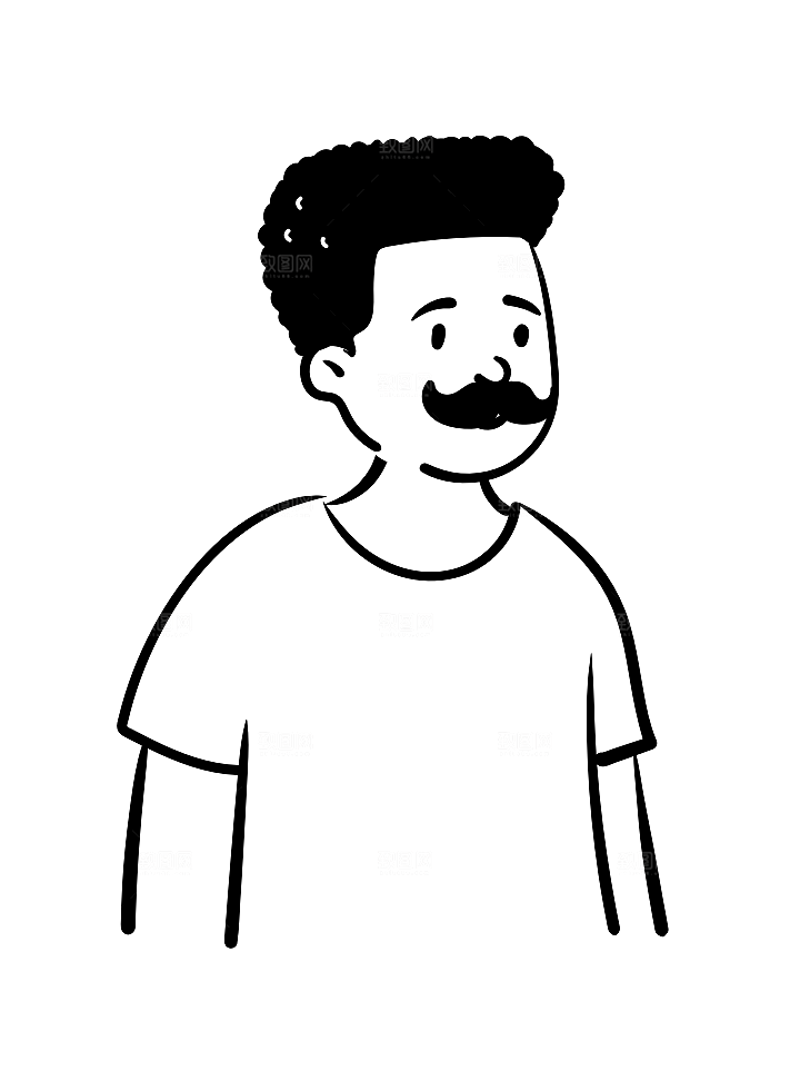 趣味卡通黑白人物线稿插画素材