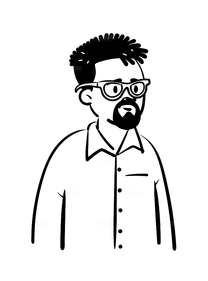 趣味卡通黑白人物线稿插画素材