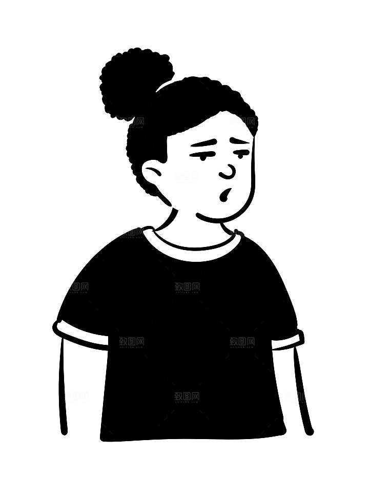 趣味卡通黑白人物线稿插画素材