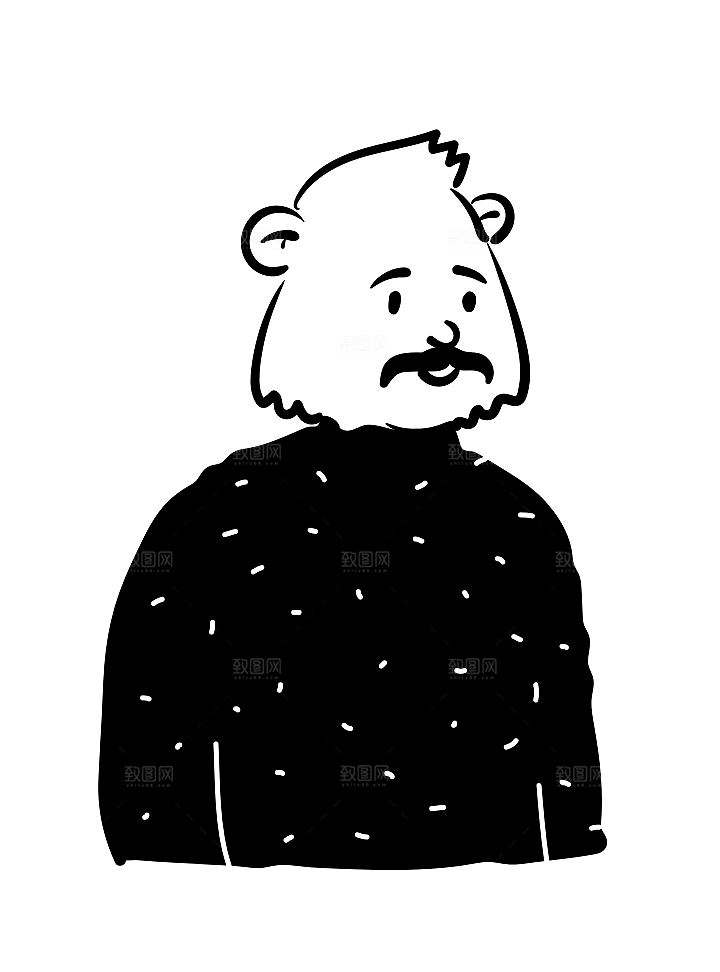 趣味卡通黑白人物线稿插画素材