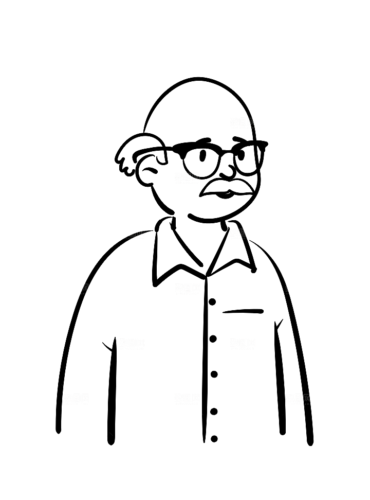 趣味卡通黑白人物线稿插画素材