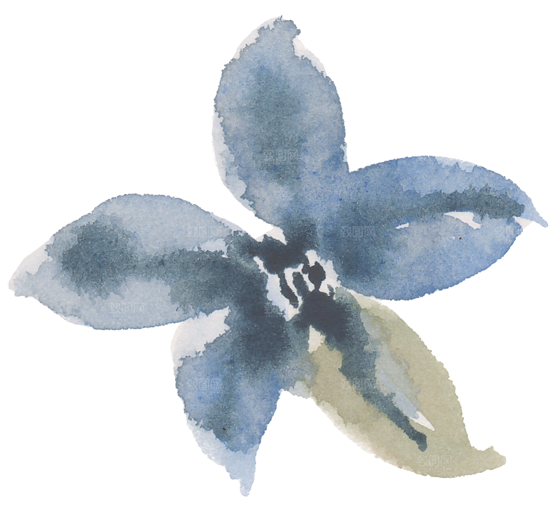 水墨手绘花卉树枝免扣元素