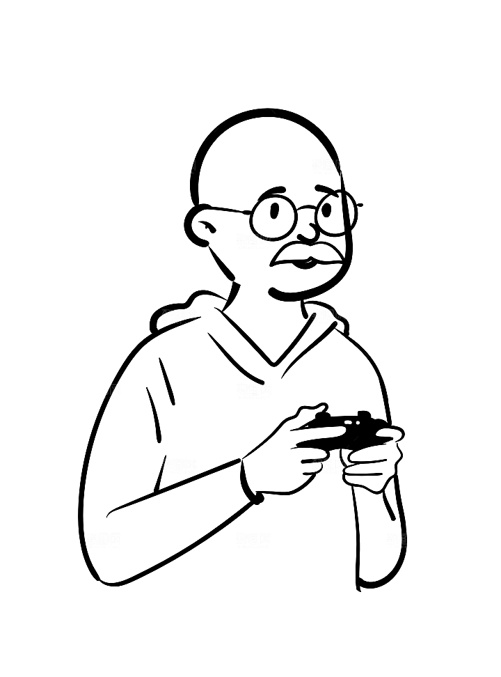 趣味卡通黑白人物线稿插画素材