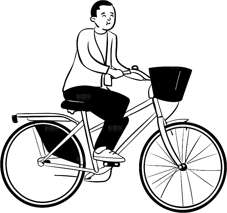 趣味卡通黑白人物线稿插画素材
