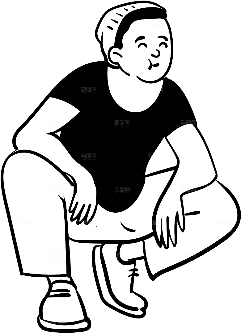 趣味卡通黑白人物线稿插画素材