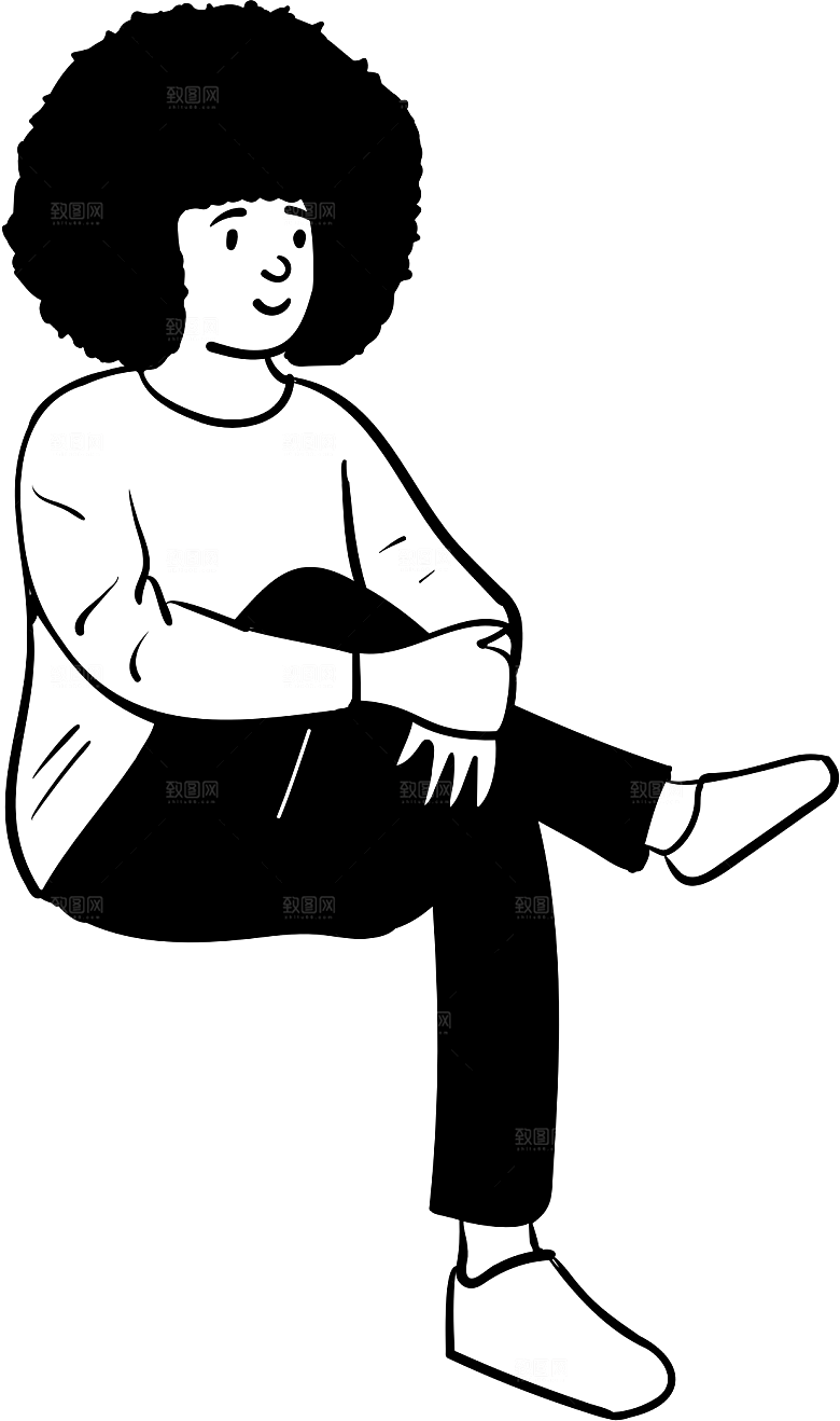 趣味卡通黑白人物线稿插画素材