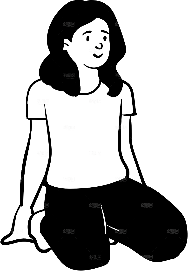 趣味卡通黑白人物线稿插画素材