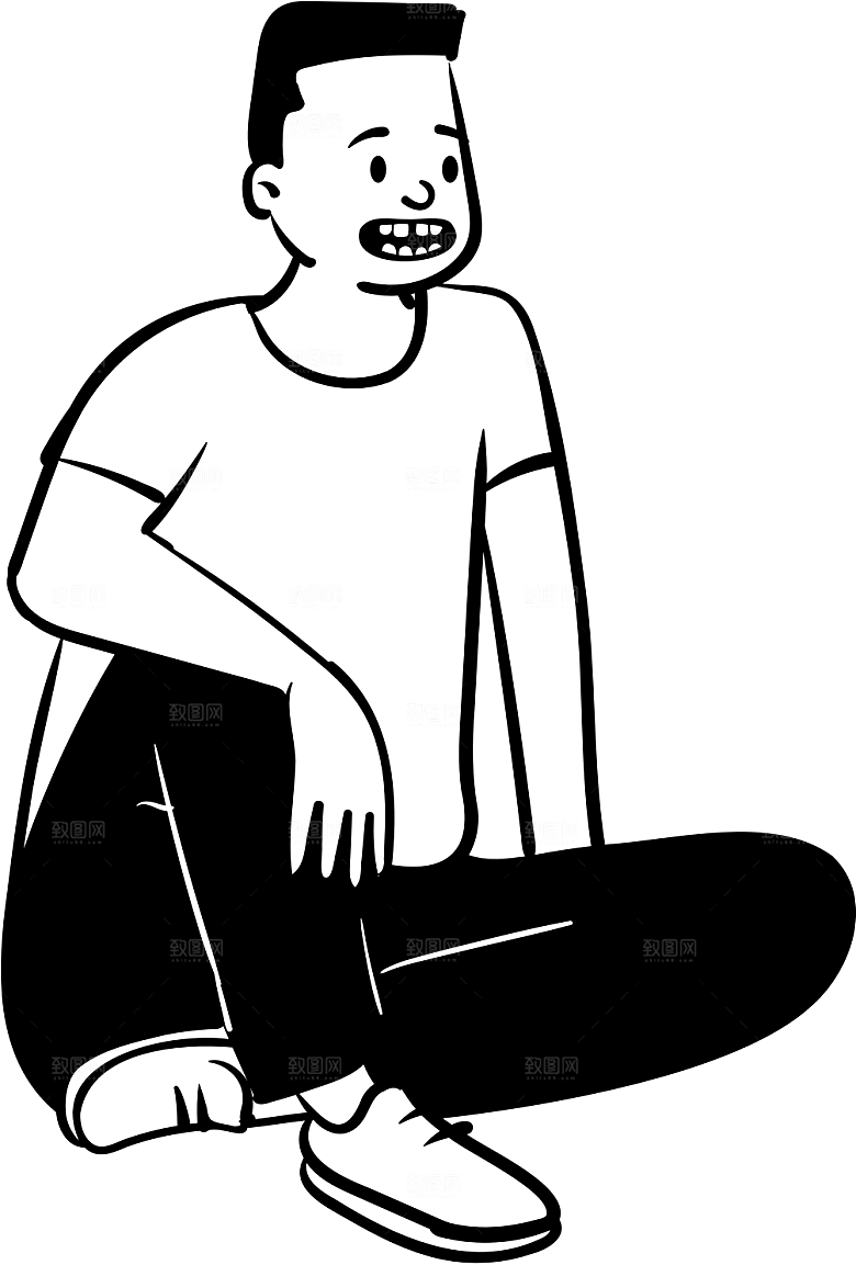 趣味卡通黑白人物线稿插画素材