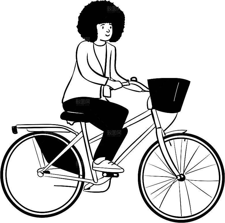 趣味卡通黑白人物线稿插画素材