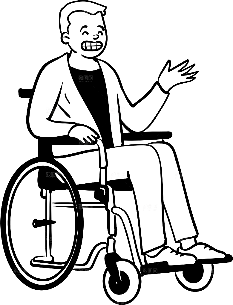 趣味卡通黑白人物线稿插画素材
