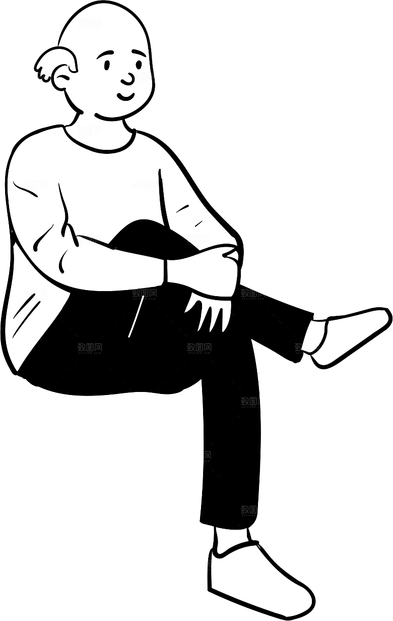 趣味卡通黑白人物线稿插画素材