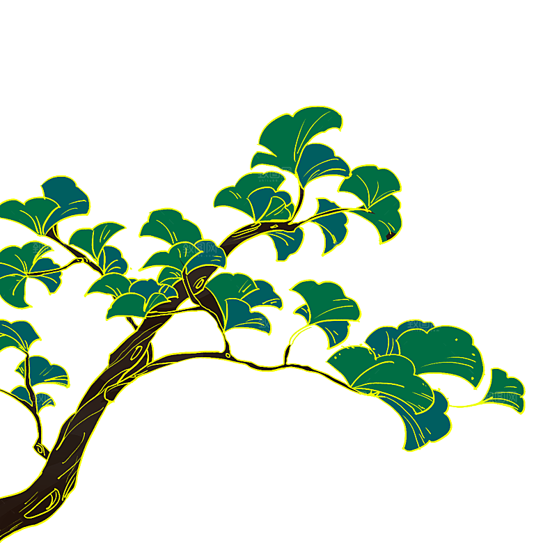 国潮松树元素素材