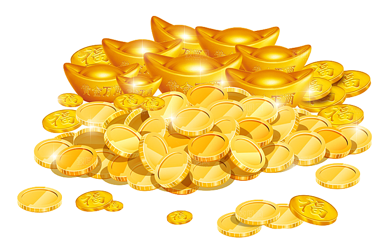 金银元宝设计免抠素材