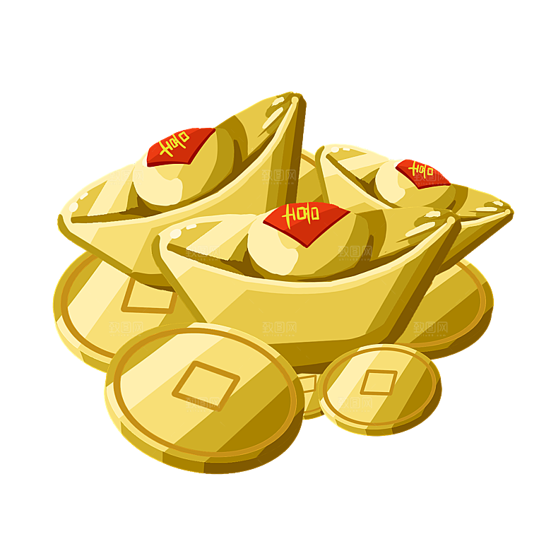 金色黄金元宝设计素材