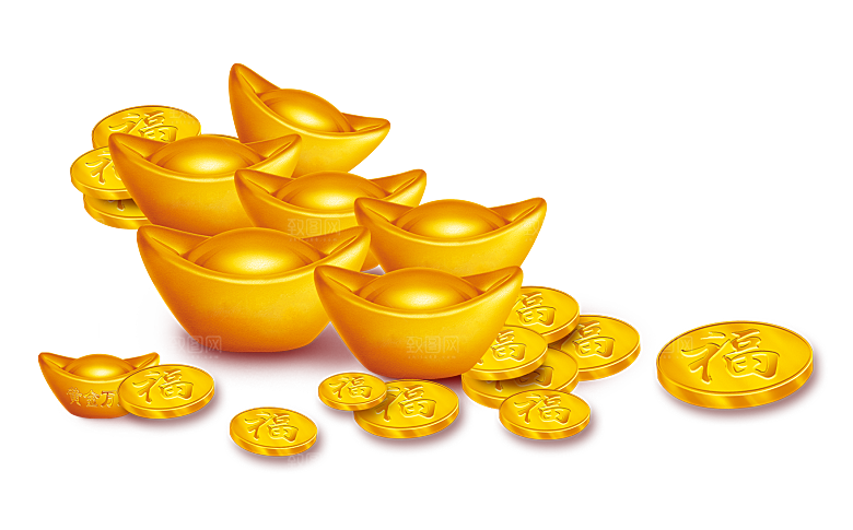 黄金元宝金币素材