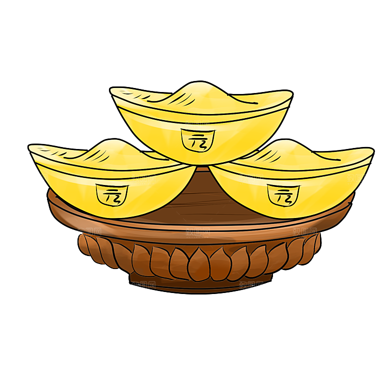 手绘金元宝设计素材