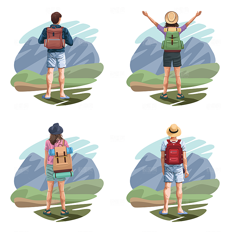 户外探险者爬山旅行者