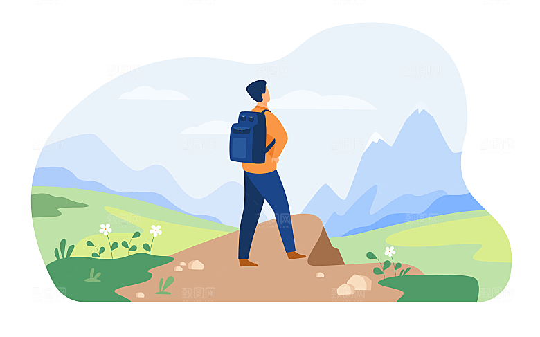 户外探险者爬山旅行者