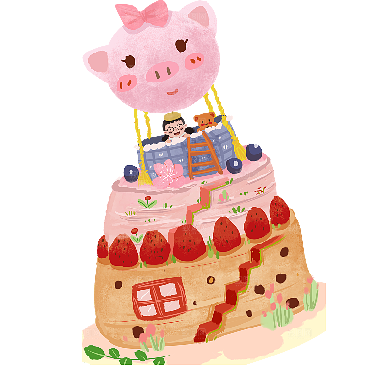卡通手绘生日蛋糕