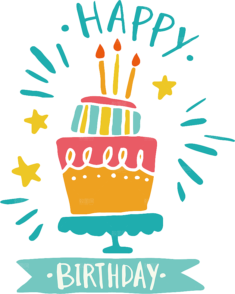 卡通手绘生日蛋糕设计素材