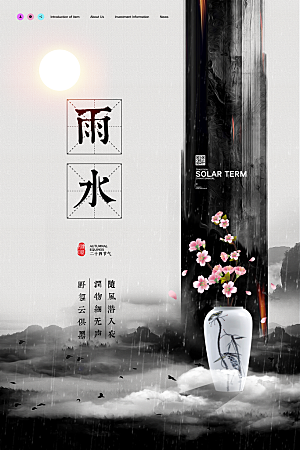 品质雨水节气宣传海报